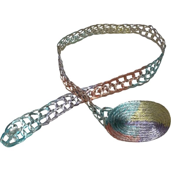 Vintage Stelios Paraskevas Handwoven Braided Copper‎ Oval Buckle Belt main image 5